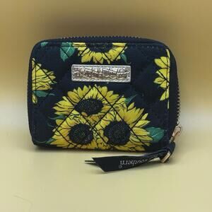 Simply Southern Sunflower Floral Zip Wallet Holds Cards, ID, Coins Quilted